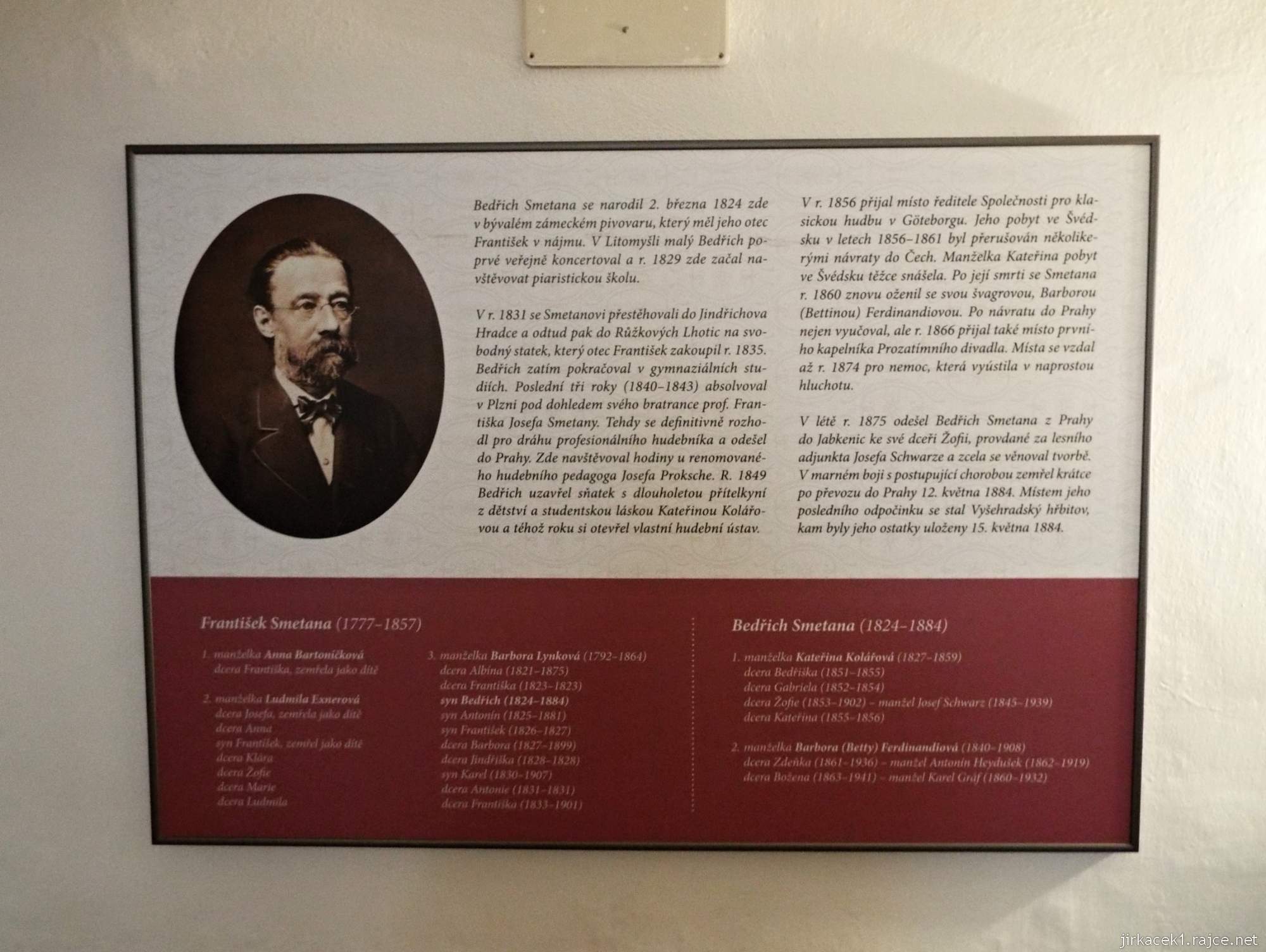 Litomyšl - Rodný byt Bedřicha Smetany - životopis na chodbě
