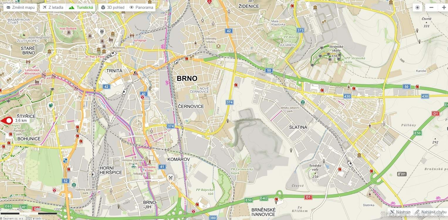 Brno - mapa našeho výletu