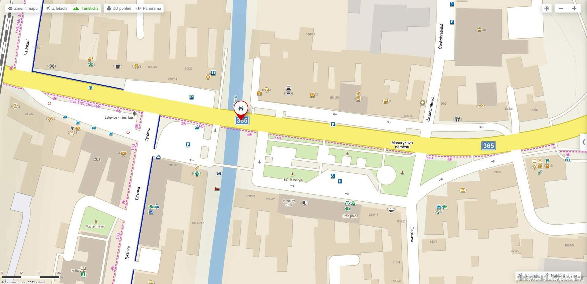 Letovice - Masarykovo náměstí - mapa