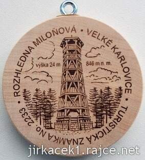 Turistická známka 2233 rozhledna Miloňová